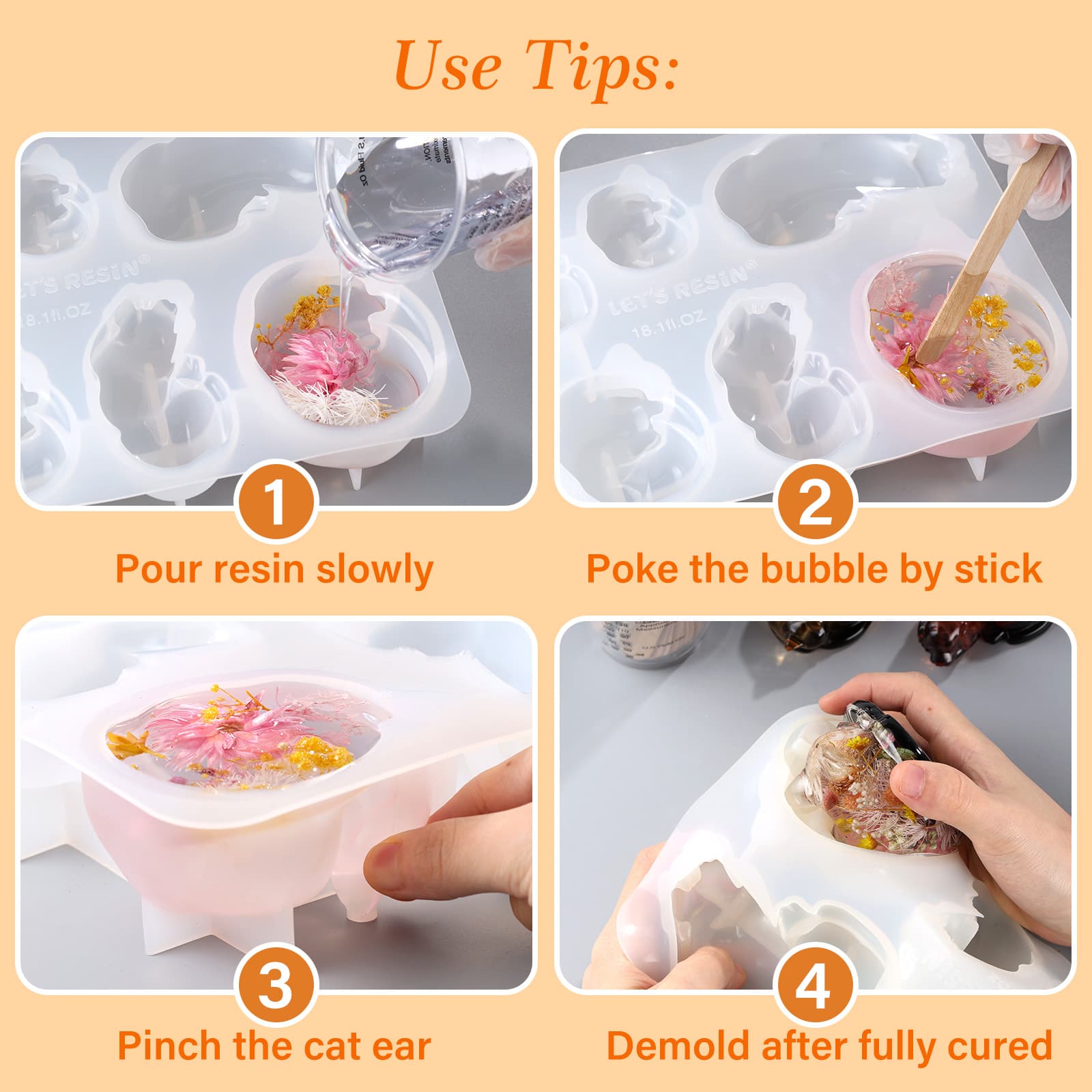 Pet Memorial Statue Resin Molds,3D Animal Epoxy Resin Molds for Preserving Pet Hairs & Ashes, Sleeping Dog and Cat Figurine Silicone Molds,Great for DIY Resin Pet Keepsakes, Pet Loss Gifts - LET'S RESIN