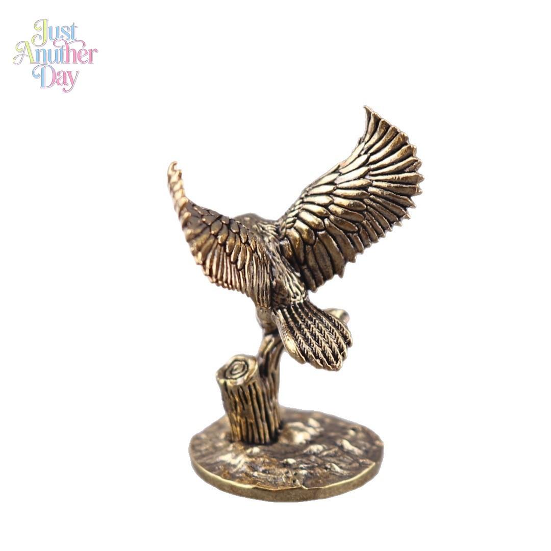 Vintage Brass Owl Figurine on Branch, Mini Copper Owl Statue, Handcrafted Metal Sculpture for Home, Desk & Office Decor