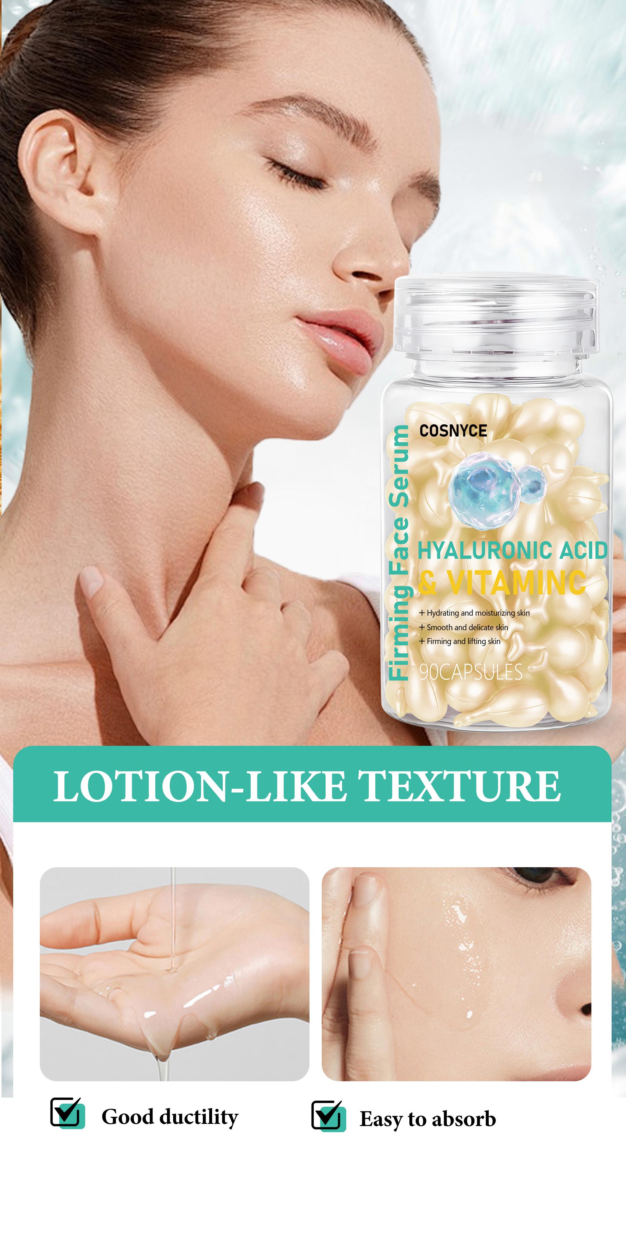 Cosnyce Firming Face Serum, Hyaluronic Acid Vitamin C Fullerene Retinyl Palmitate, Skincare, Youthful Skin Care Formula