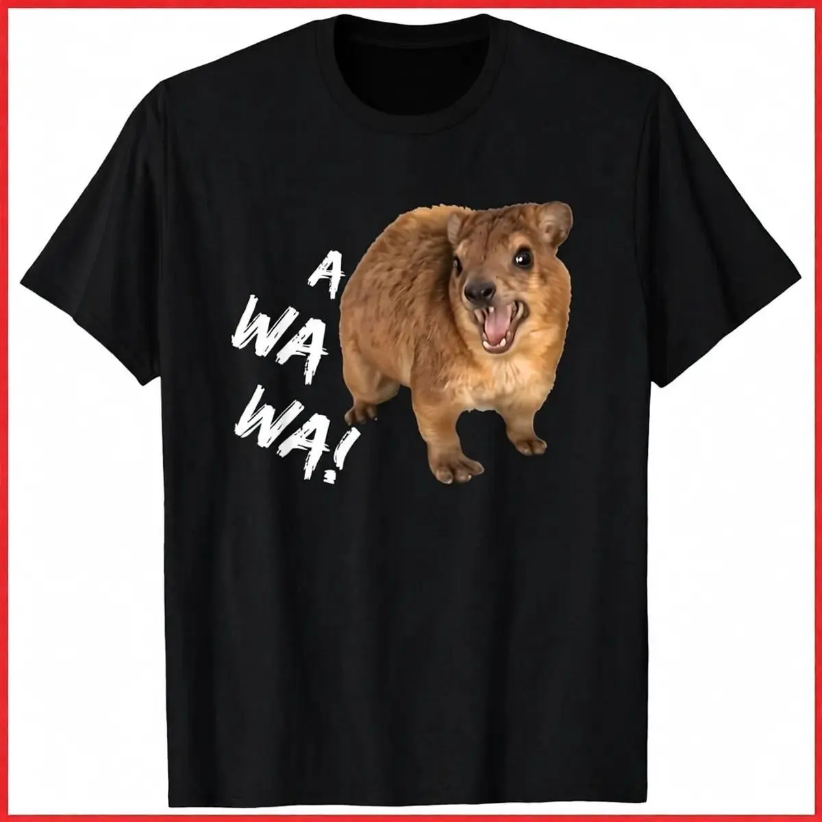 Men's Funny Screaming Hyrax Meme Graphic Tee - Unisex Cut, Short-Sleeve, Knitting Cotton, All Seasons, Streetwear, Casual Classic, Breathable, Soft, Customizable Menswear Top, Graphic Print, Breathable Knit