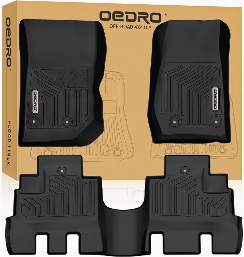 OEDRO Floor Mats Fit for 2014-2018 Jeep Wrangler JK Unlimited JKU 4 Door (Not for 2 Door and JL Models), Black TPE All Weather Car Mats 1st & 2nd Row Floor Liners