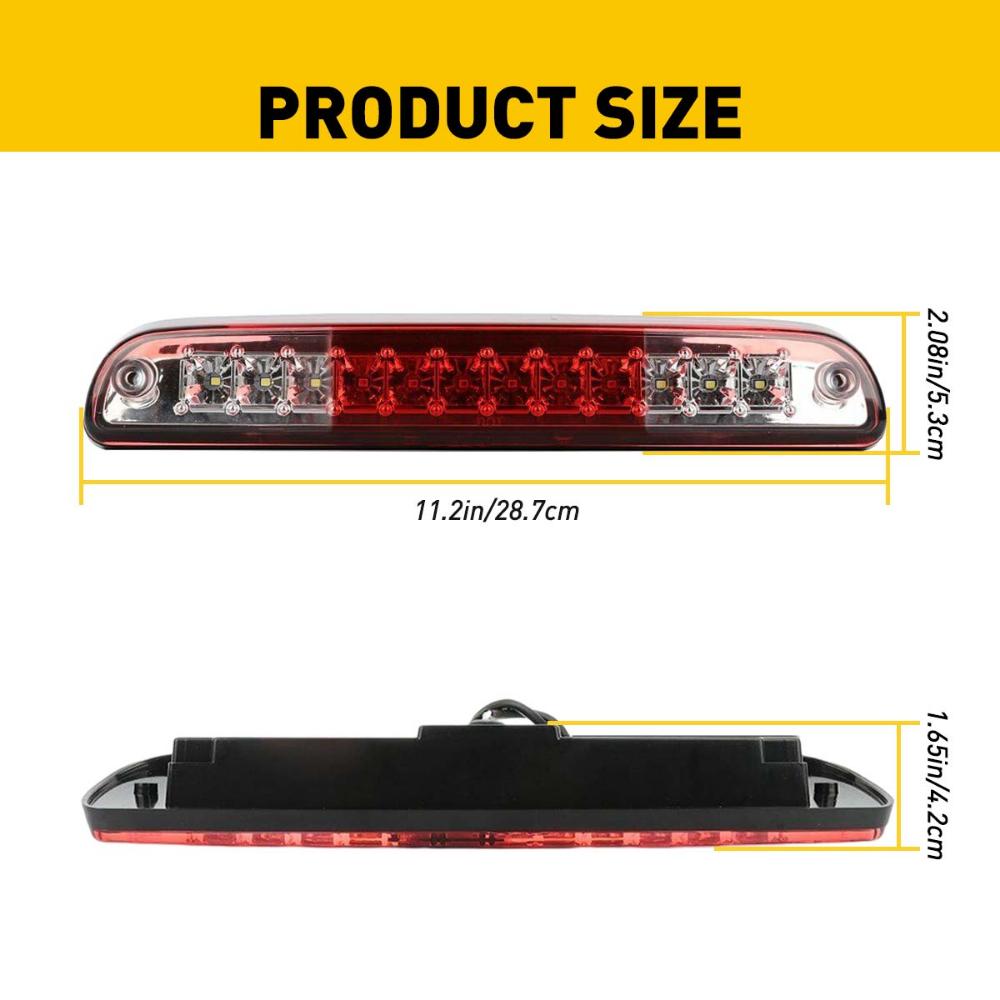 LED 3rd Brake Light For 99-16 Ford F250 F350 F-450 F-550 Super Duty 93-11 Ford Ranger, 01-05 Ford Explorer Sport Trac High Mount Stop Light Cargo Lamp (Chrome Housing Red Lens)