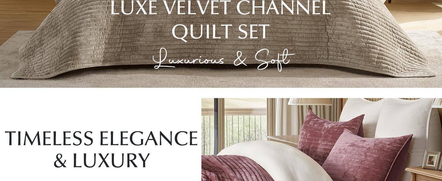 Luxury King Size Velvet Bedding Set - Striped Channel Weave Comforter with 2 Matching Shams, Lightweight All-Season Oversized Polyester Fiber Bedspread, Soft Beige Taupe for Bedroom Decor Luxury King Size Velvet Bedding Set - Striped Channel Weave Comforter with 2 Matching Shams, Lightweight All-Season Oversized Polyester Fiber Bedspread, Soft Beige Taupe for Bedroom Decor