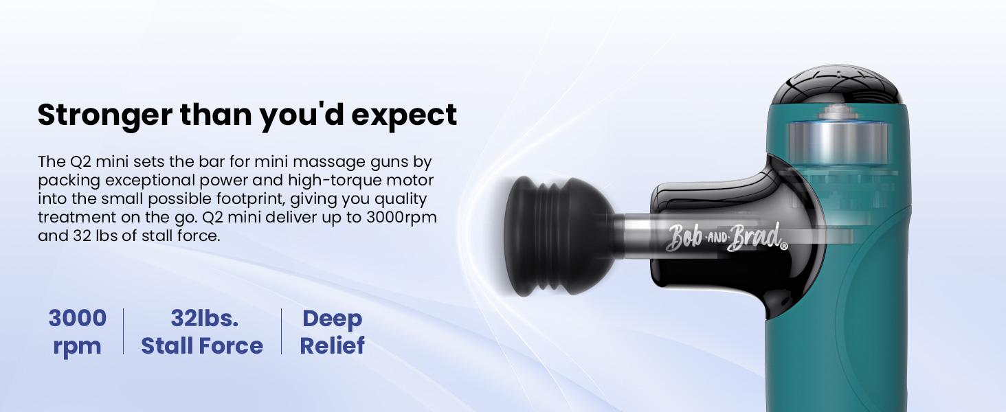 BOB AND BRAD Green Q2 Mini Massage Gun Pocket-Sized Adjustable Deep Tissue Massager Gun, Portable Percussion Muscle Massager Gun,Quiet Muscle Massage Gun with Carry Case-Green, FSA and HSA Eligible -Silicone, Idea Gift for Women and Men