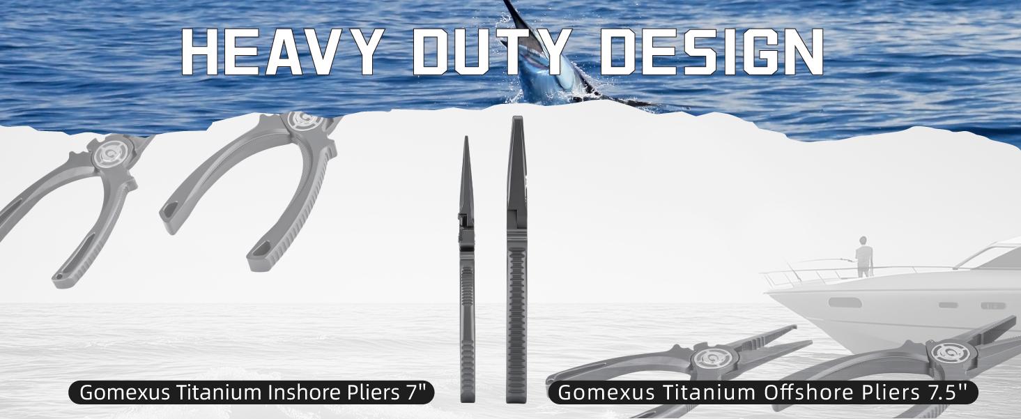 Gomexus Offshore Plier X Titanium Fishing Pliers 7.5'', Dual Cutter, Heavy-Duty, Never Rust