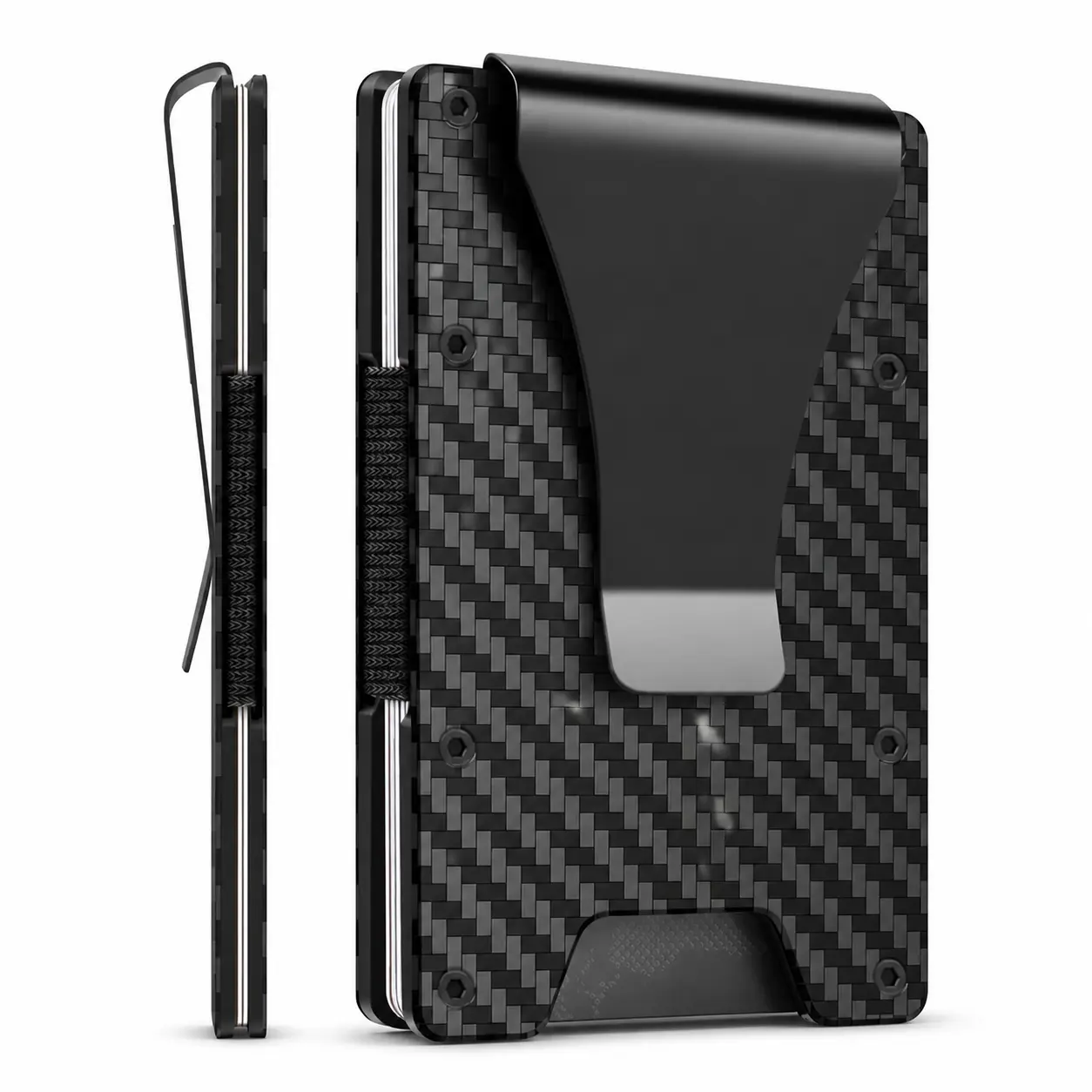 Men's RFID Blocking Slim Aluminum Card Holder - Solid Carbon Fiber Finish, EDC Money Clip Wallet, Lightweight Durable Metal Case, Quick Access Unisex Essential, Mens Gifts