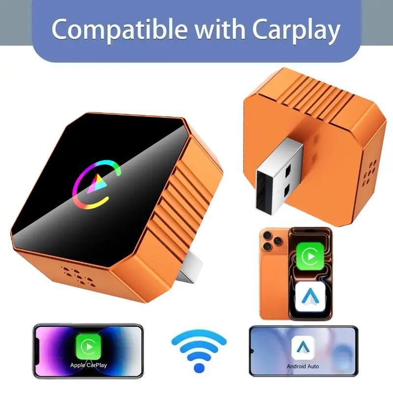 2026 New Orange CarPlay Wireless Adapter, Carplay Stick, compatible with iPhone/Android, fast connection, no delay, hands-free calling, electronic charger, high-quality material, perfect gift for boyfriend for Christmas or birthday