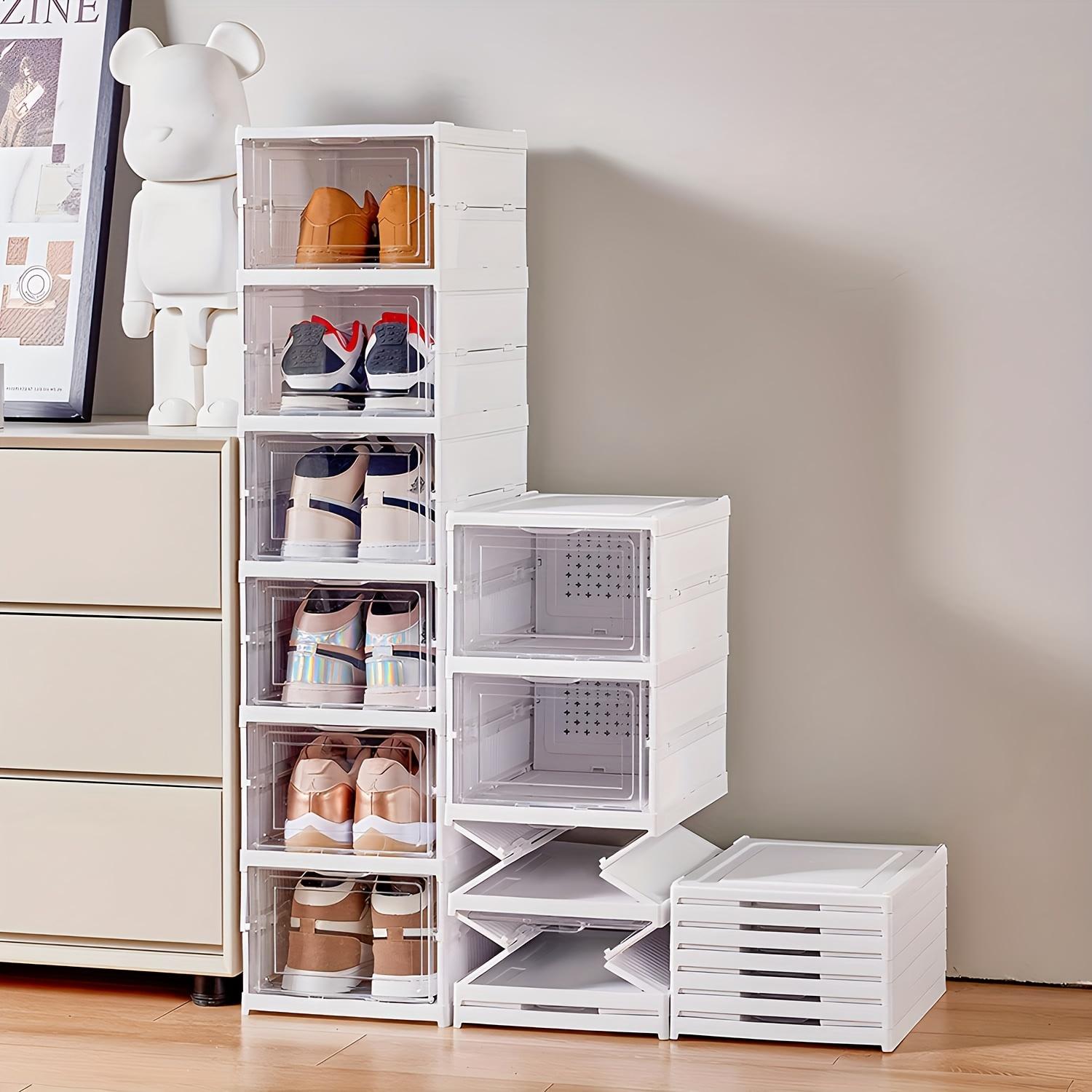 Installation-free 3/6-layer front shoe cabinet, stackable shoe cabinet storage box, transparent door, independent shoe cabinet dust-proof, shoe storage box, shoe storage rack, high-end shoe display cabinet