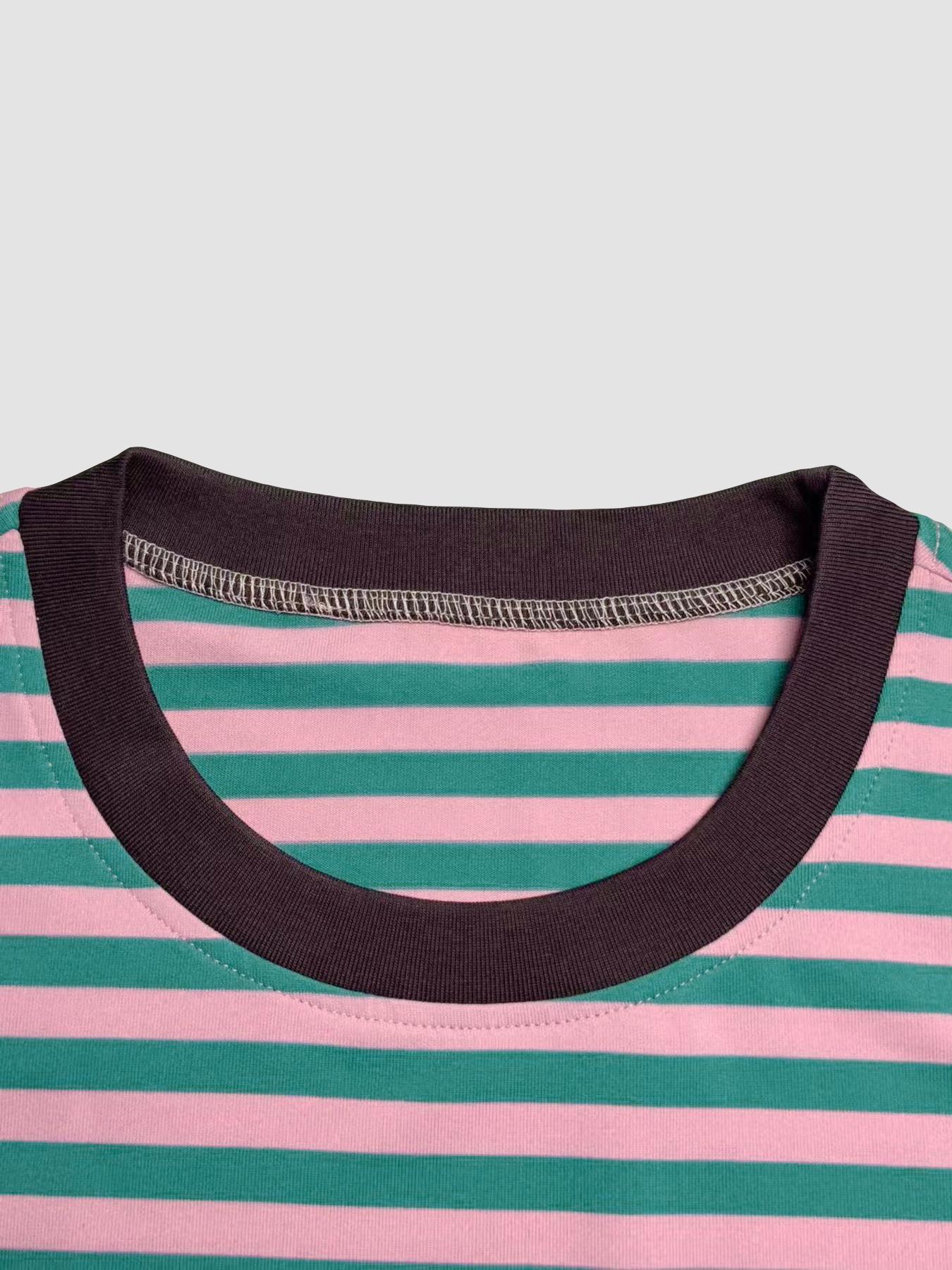 Valentine's Day Women's Casual Striped Long Sleeve Top & Shorts Set, Loose Fit, All Season, Comfortable Travel Clothing for Daily Wear