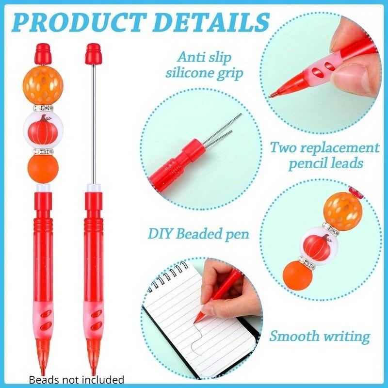 8pcs Rainbow DIY Beaded Pencils, Automatic Core Replacement No Sharpening, Drawing Writing Tool, Perfect Gift for Holidays Parties