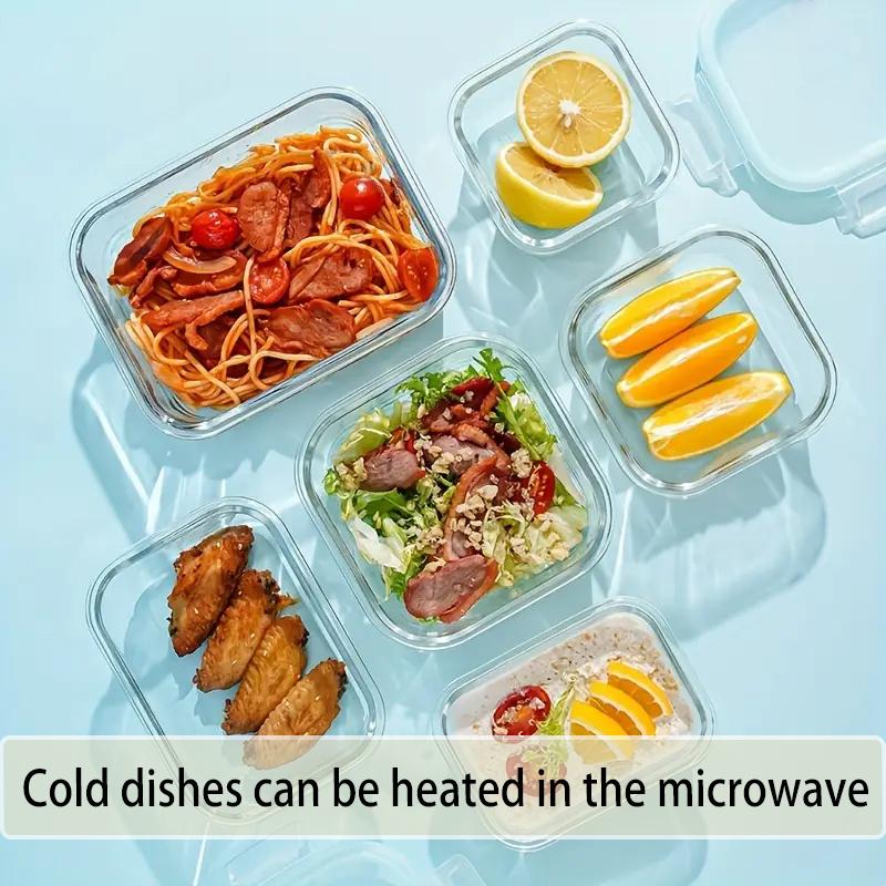 8-piece vacuum-sealed glass food storage container set, leak-proof, portable glass tableware, food delivery box, suitable for microwave, oven, refrigerator, dishwasher, ideal for kitchen, restaurant, and delivery use