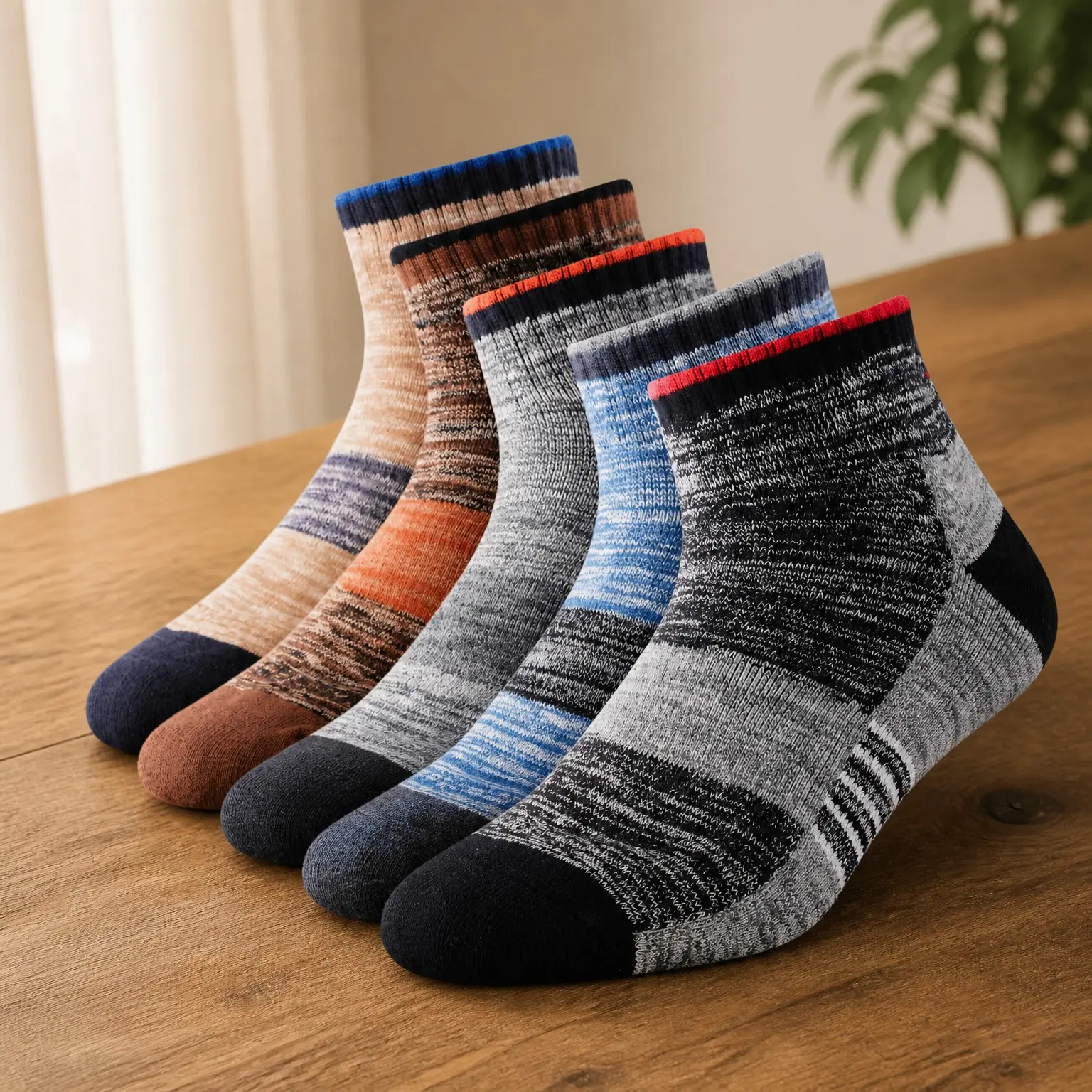 Men's Hiking Walking Socks, Multi-Pack Wicking Cushioned Outdoor Recreation Socks(Gift)