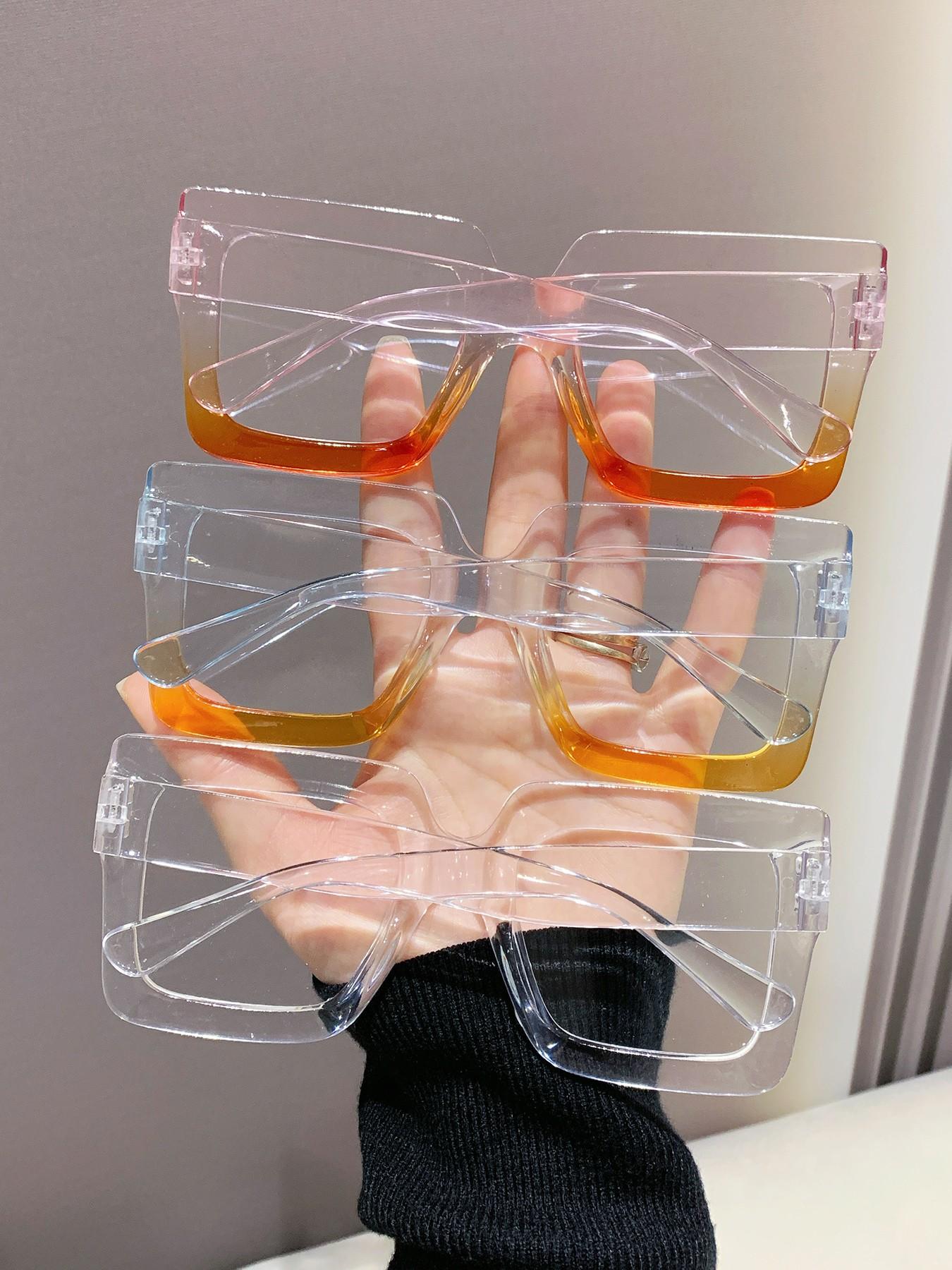 Women's Elegant Large Frame Square Plastic Glasses, Leopard Print & Transparent Lenses, Versatile Street Style, Driving, Daily Wear