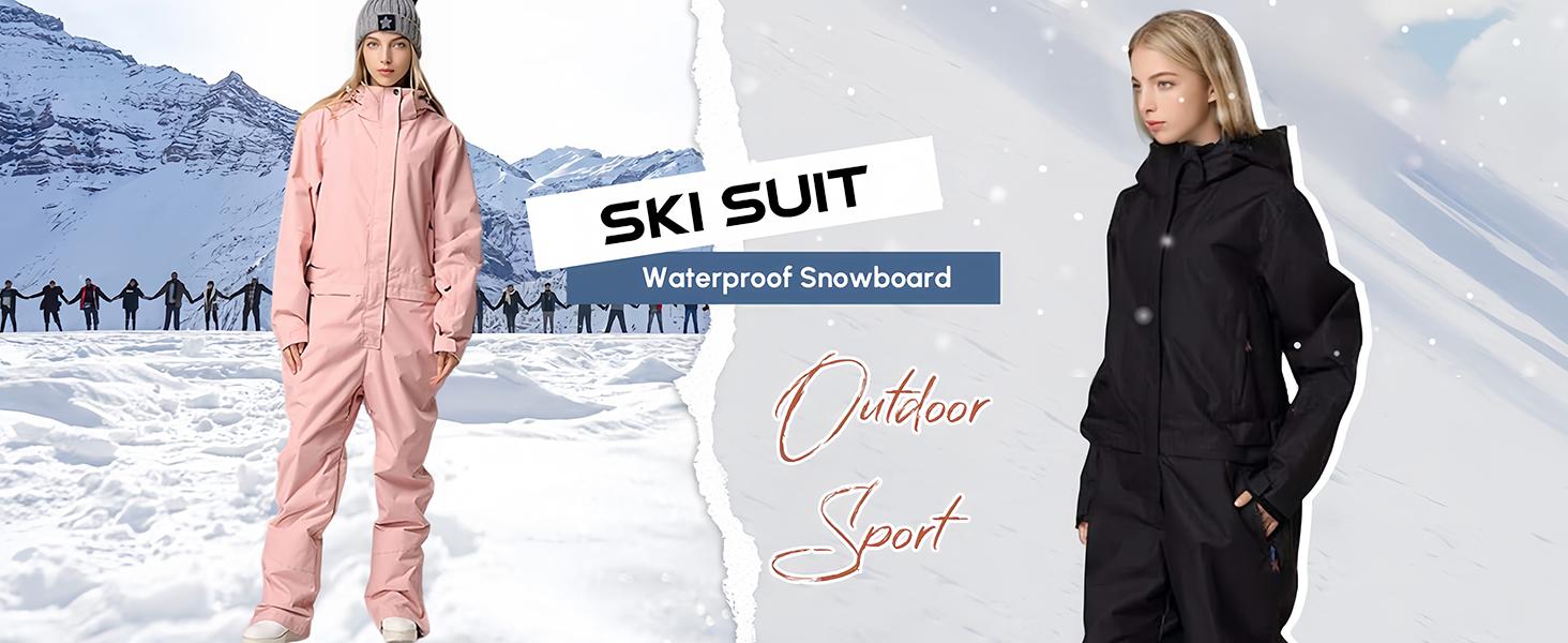 YEEFINE Women and Men's Ski Suits One Piece Jumpsuit Winter Outdoor Waterproof Warm Snowsuits