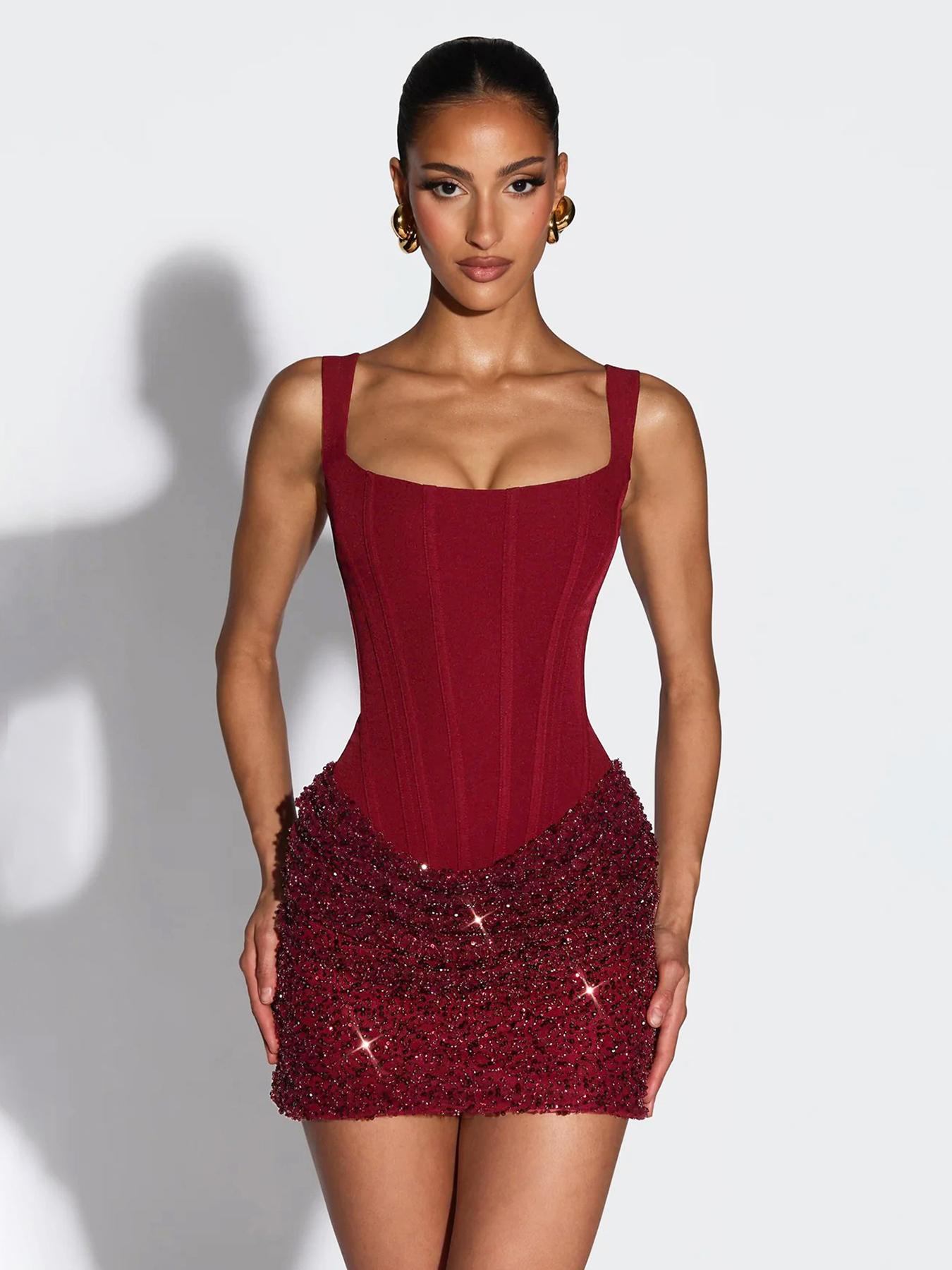 Christmas Party Dress, Vintage Sequin Sleeveless Bodycon Tank Top, Slim Fit  Sweet Formal Wear Style, Perfect for Banquets, Birthdays, Clubs, Weddings,  Womenswear - TikTok Shop