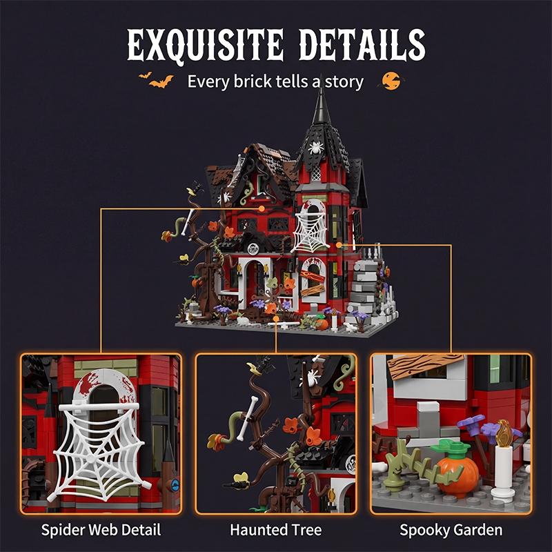 1249pcs MOC Haunted House Building Blocks Set Horror Spooky Building Bricks DIY Puzzle Toys for Adults Kids Gift Room Decoration