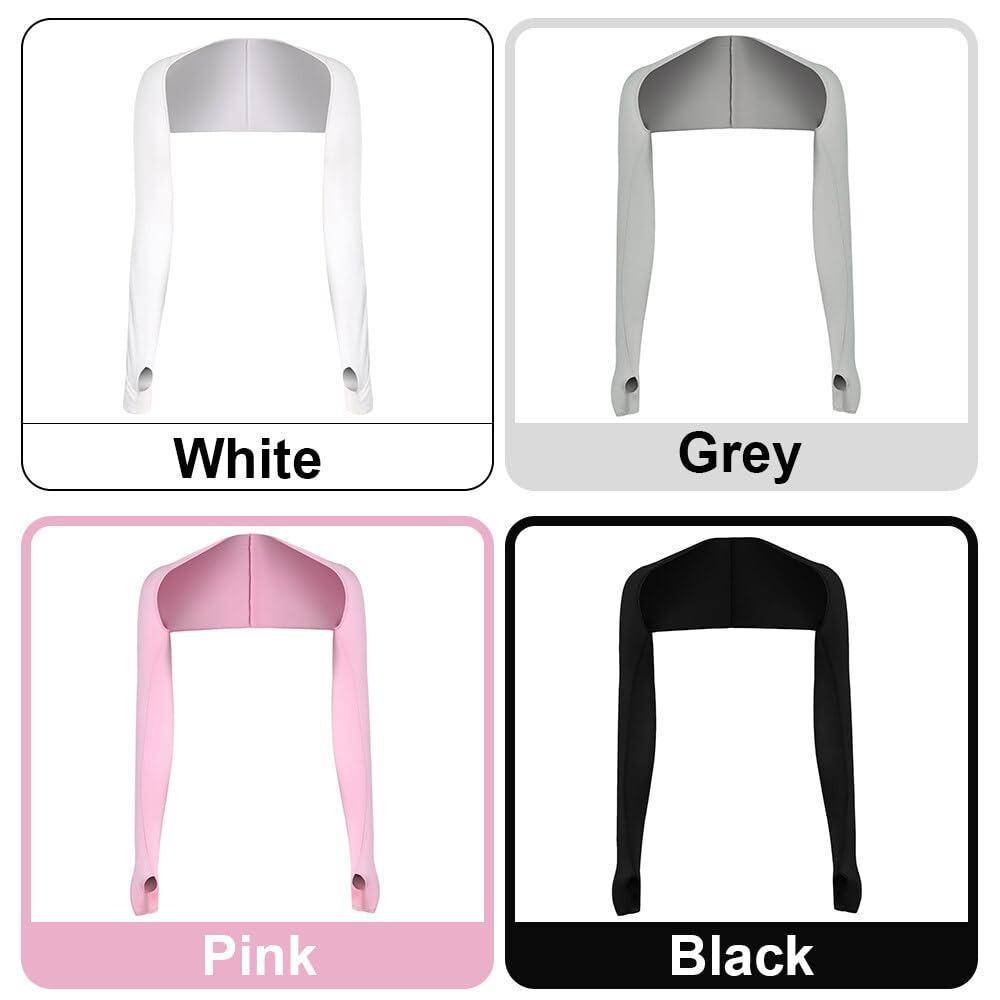 4-Piece UV Protection Sun Cooling Cape & Compression Arm Sleeves Set, Ice Silk Summer Cooling Sleeves for Golf & Outdoor Sports, Elastic Sun Protection Arm Cuffs & Shaper