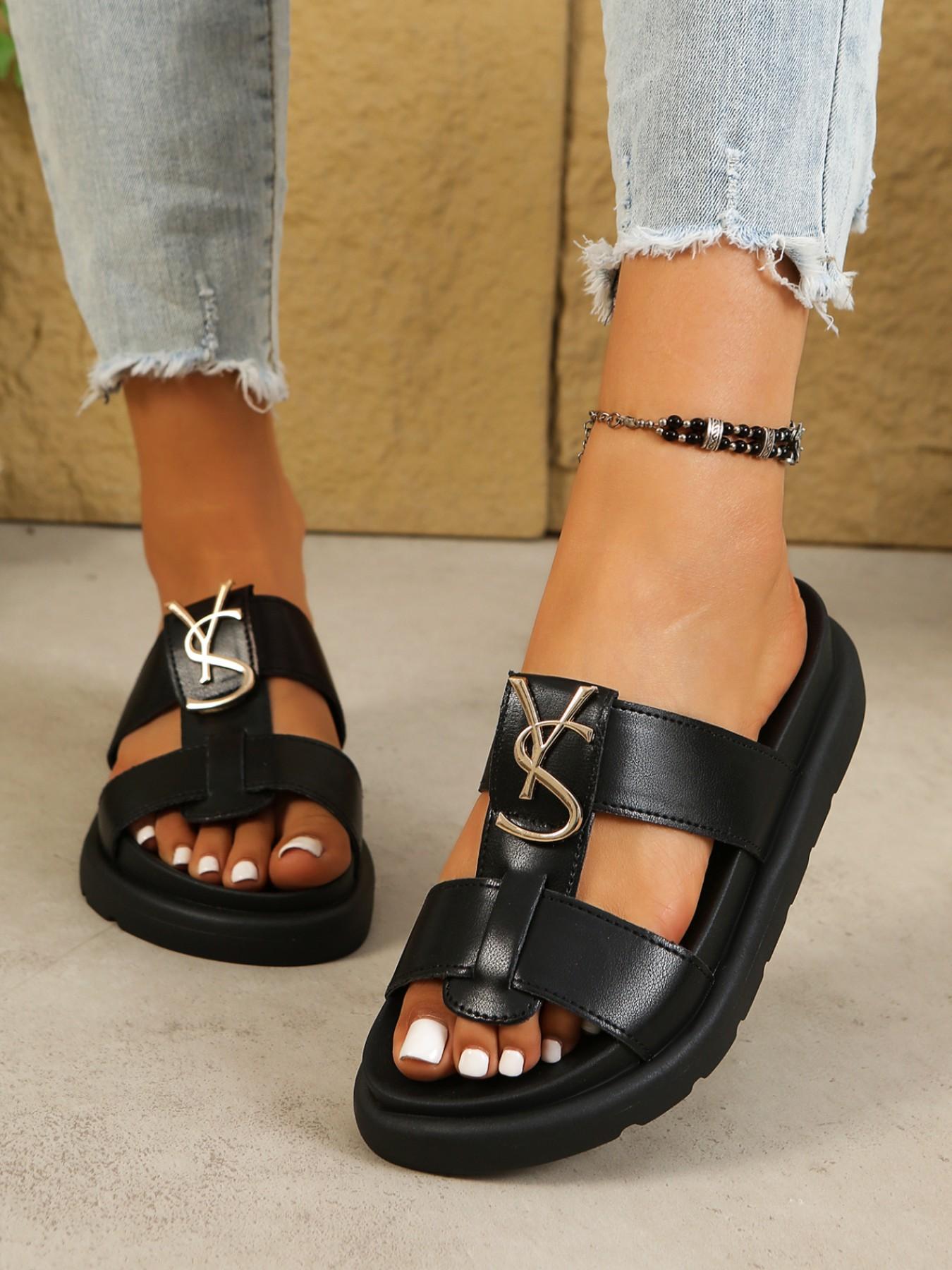 Women's Comfortable Slip-On Sandals, Dual Strap Design, Thick Sole, Casual Daily Wear, Easy On/off, Simple Style, Perfect for Everyday Use