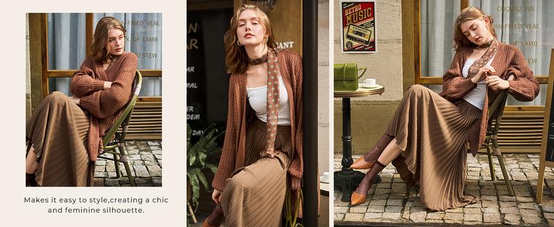 Goranbon Womens Long Sleeve Open Front Sweaters Plus Size Casual Kimono Lightweight Soft Knit Cardigan Outerwear