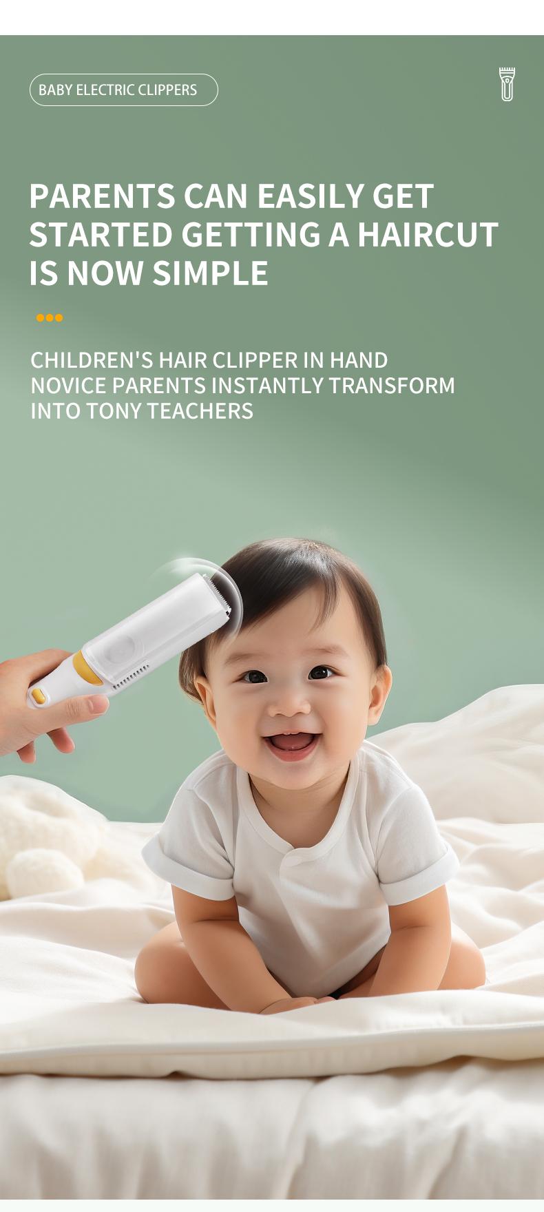 Baby Hair Clipper Trimmer for Newborns, Gentle Sounds to Reduce Fear, Easy to Use with 3 Adjustment Settings, Ideal for Trimming Baby Hair