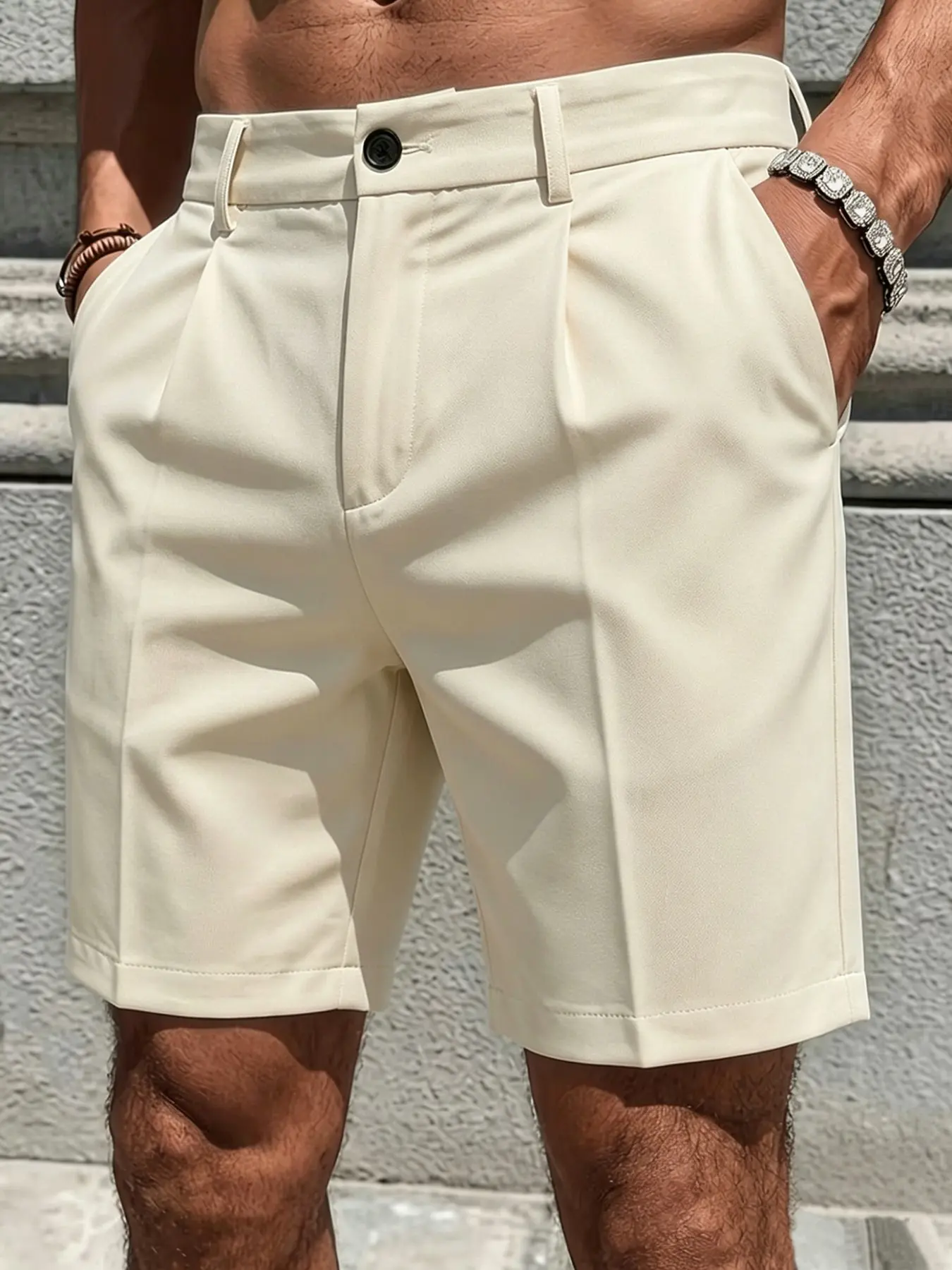 Men's Simple Short Pants Suit, Casual Short Pants Suit, Fashion Slim Fit Short Pants Suit, Stylish and Comfortable Men's Clothing