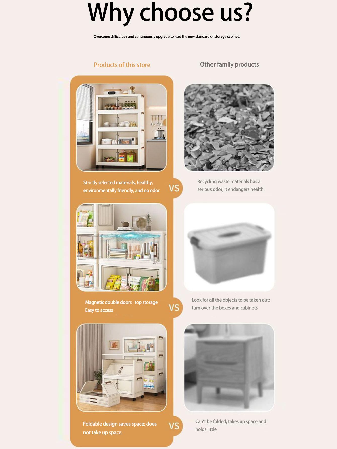 Multifunctional Foldable Storage Cabinet, Modern Mobile Display Unit for Living Room & Bedroom, Baby Toys Clothes Organizer