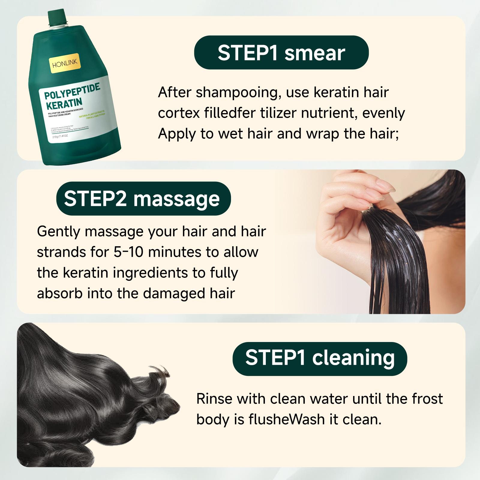 【Buy 1 get 1 free】Honlink Polypeptide Keratin Hair Restoring Cream--For Hair Repair and Growth,Anti-Hair Fall,HydratingSmooth,Conditioner Shampoo,Corrective, Haircare Moisturize Smoothing