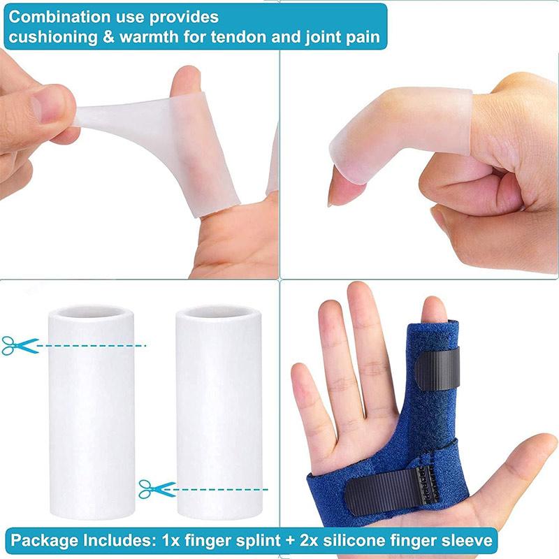 Right Hand Finger Brace Trigger Finger Splint for Arthritis - Pinky Finger, Index, Middle, Ring, Mallet, Stabilizer, Supports, Immobilizer Wrap Blue Healthcare