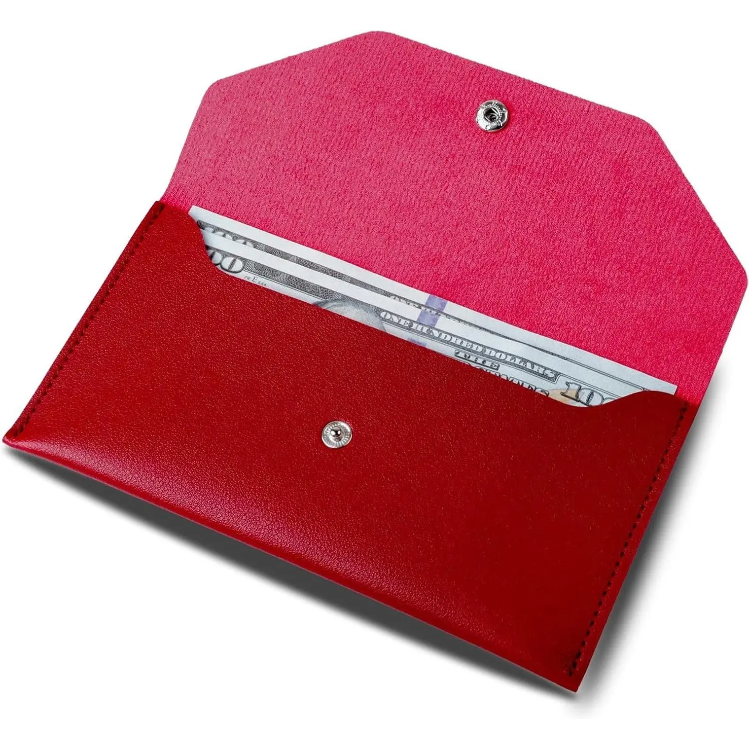 Reusable Leather Cash Envelope Wallet for Women - Budgeting & Billing Organizer (Burgundy)(Gift)
