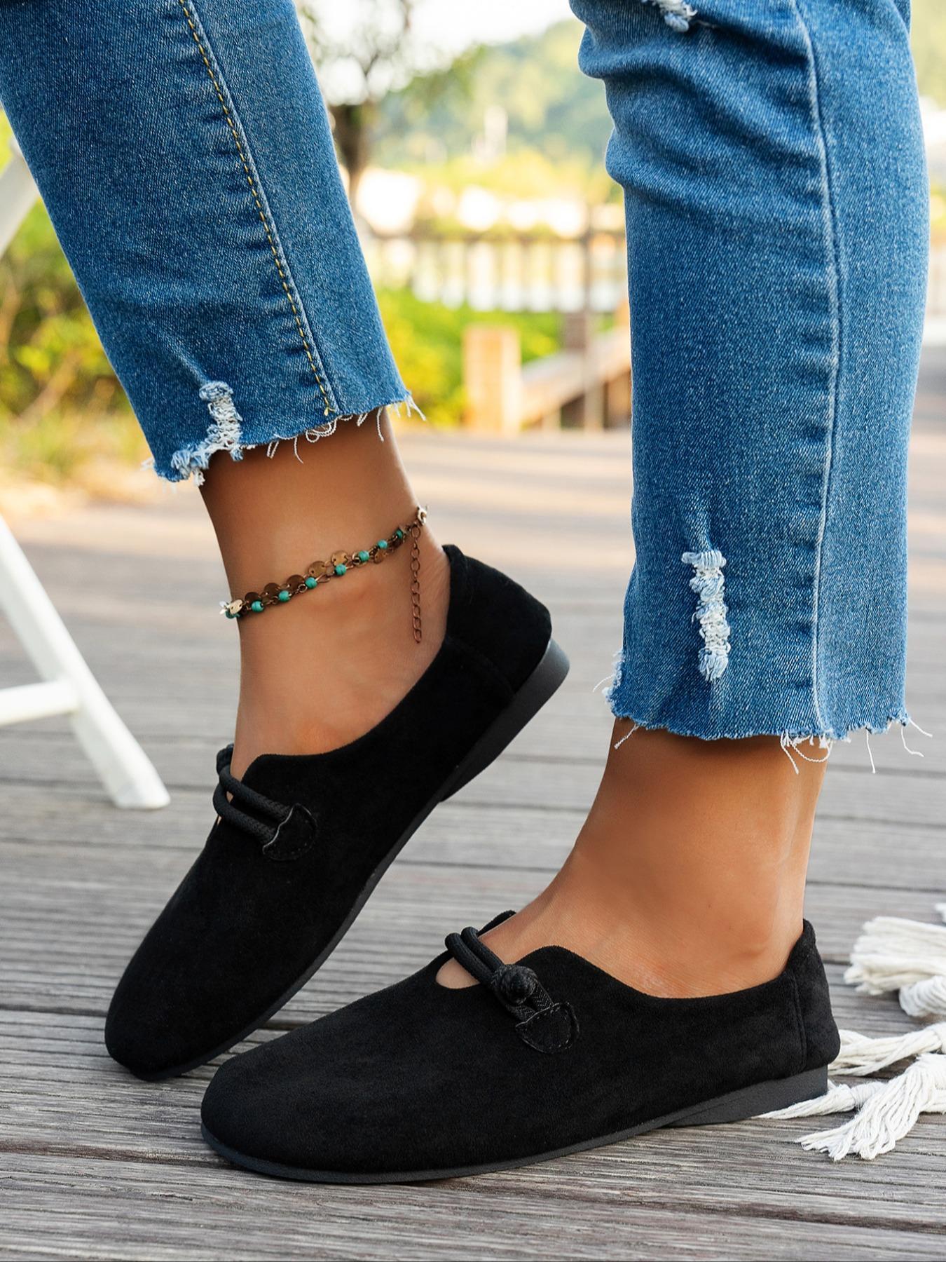 Women's Solid Color Flats, Casual Comfortable Flat Shoes for Daily Wear, Lightweight Breathable Shoes for Women & Girls