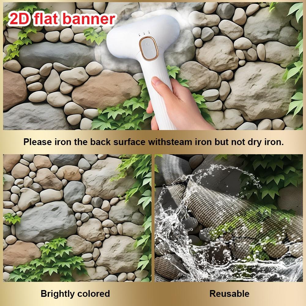 2D Banner, Realistic Stone Wall Plant Background Cloth, Outdoor Garden Courtyard Decoration, Durable Polyester Material, Easy to Hang