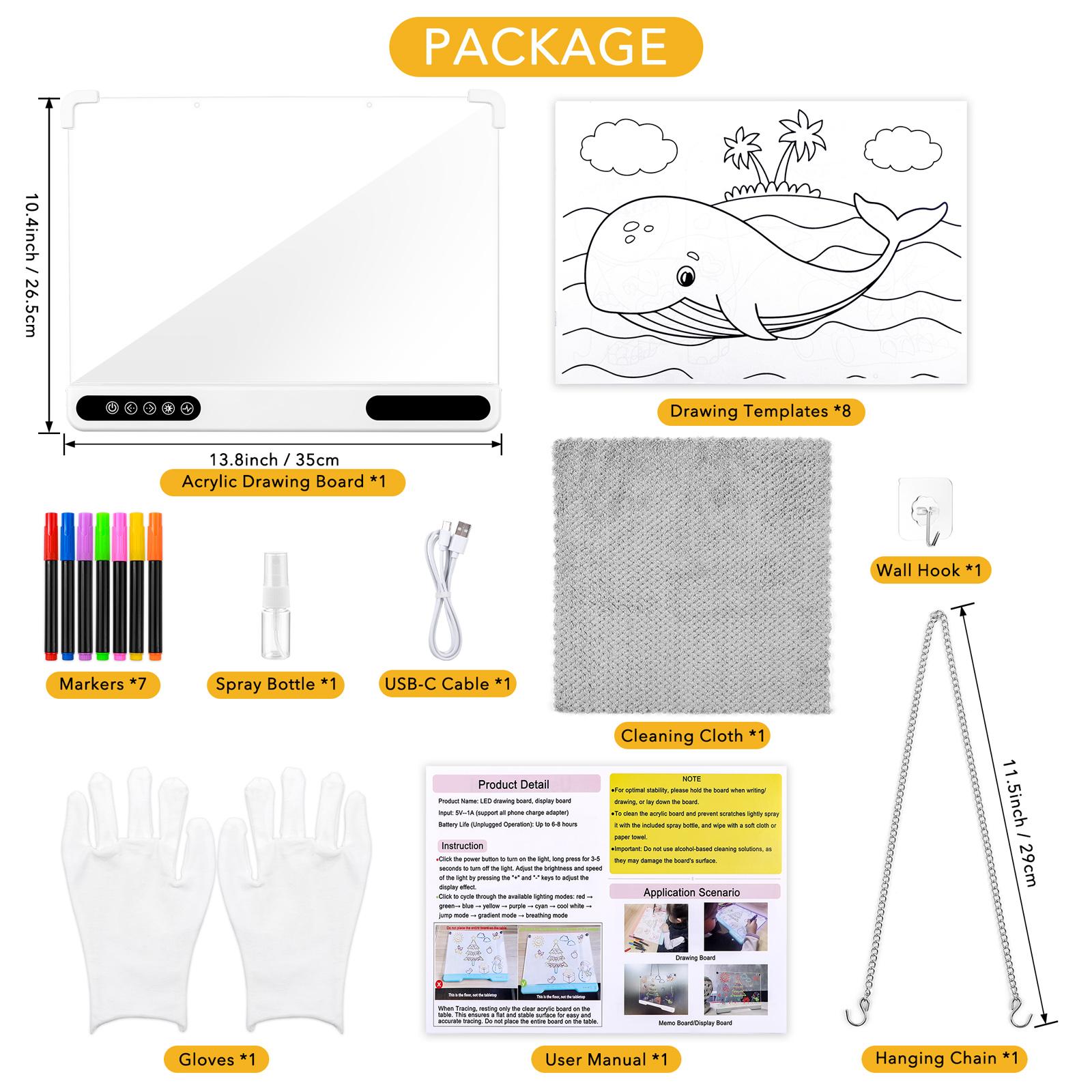 Rechargeable LED Acrylic Writing Board, 13.8x10.4 Inch Light Up Memo Board, 7 Colors, Includes 7 Markers, Home Office Christmas Gift Rechargeable LED Acrylic Writing Board, 13.8x10.4 Inch Light Up Memo Board, 7 Colors, Includes 7 Markers, Home Office Christmas Gift