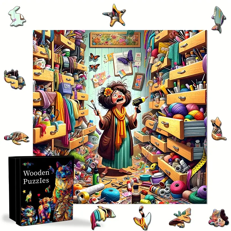 Wooden Jumble Puzzle, Brain Teaser Wooden Box, Room Decoration, Birthday Gift, Christmas Gift, Halloween Gift, Cheap Toys, Jigsaw Puzzle