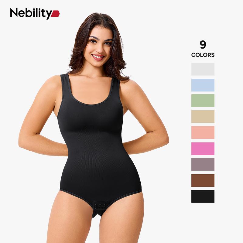 Nebility Women's Bodysuit Minimalist Seamless Shapewear, Basic Comfortable Womenswear for Daily Wear