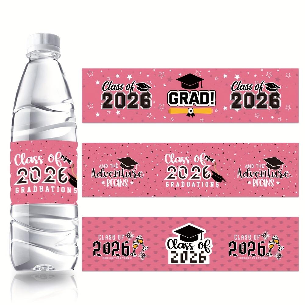 36 Pieces 2026 Graduation Water Bottle Labels, Blue Party Decor Stickers, High School Graduation Gifts, Event Decoration
