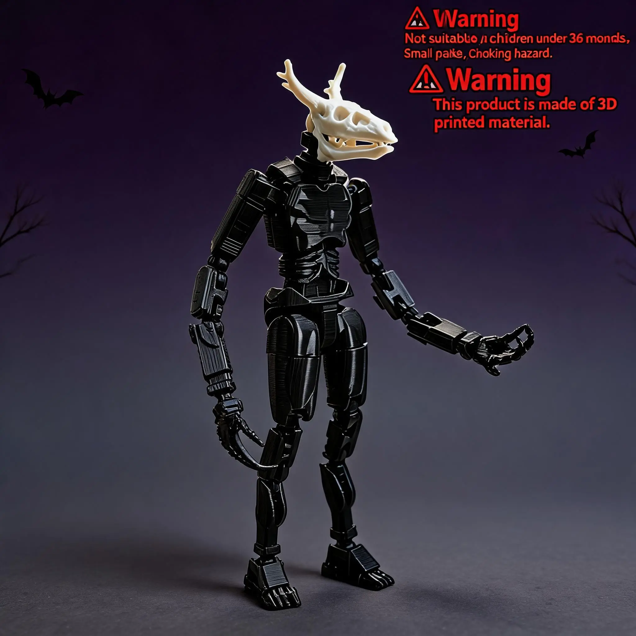 3D Printed Articulated Action Figure, Movable Figurines, Wendigo Deer Skeleton Poseable Joint Model, Dark Folklore Gothic Desktop Ornament Gift