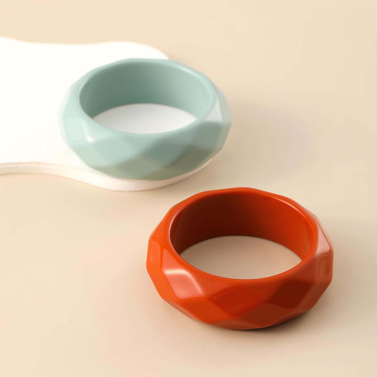Plastic Bangle Bracelet for Women | Faceted Chunky Statement, Wide Bold, Geometric Transparent , Green Brown Blue, Beach Summer Plastic Bangle Bracelet for Women | Faceted Chunky Statement, Wide Bold, Geometric Transparent , Green Brown Blue, Beach Summer