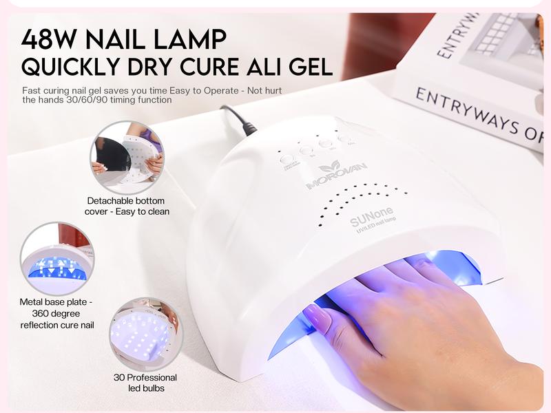 Halloween Special! Morovan Poly Gel Nail Kit – 8Colors + 48W UV Lamp, Perfect for Beginners & Pros Manicure Multicolored Gemstones