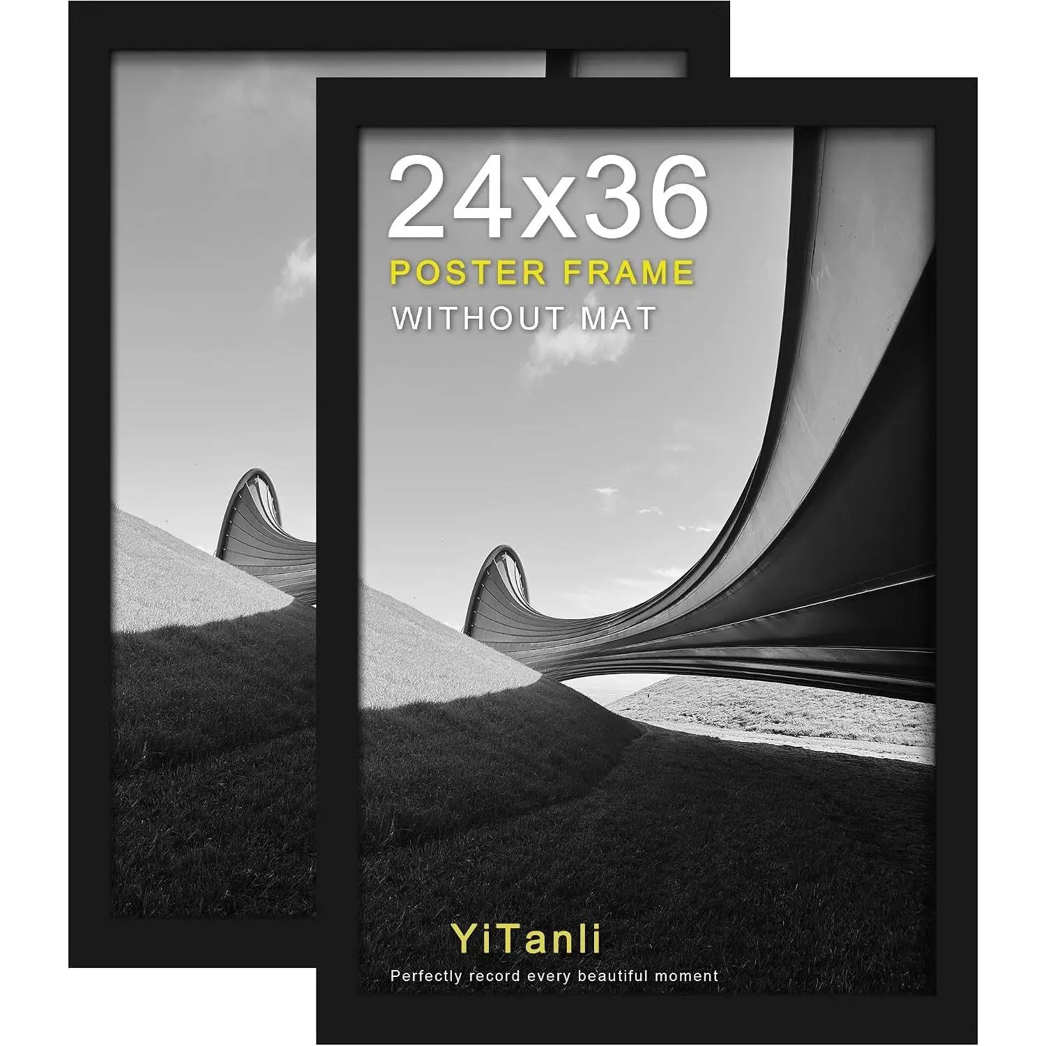 24x36 Poster Frame 2 Pack, Black Poster Frames 24 x 36 inches | Horizontal or Vertical Wall Mounting, 36x24 Picture Frame for Photos and Art Prints, Ideal for Gallery, Home and Office Decor