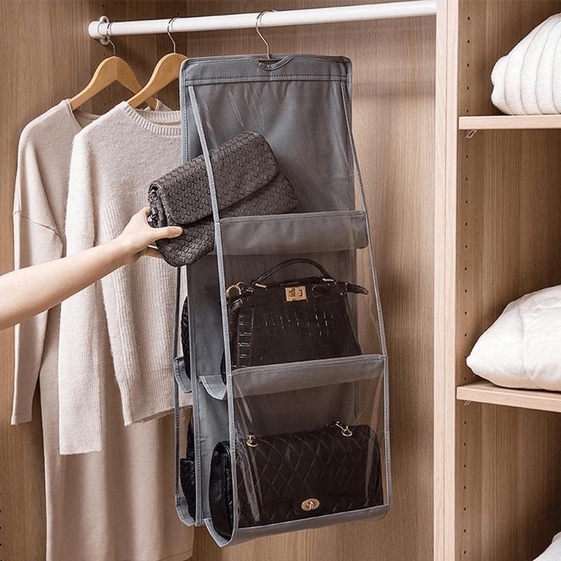 2pcs/set Double-side Hanging Bag Storage Bag-Space-saving Foldable Hanging Rack, uitable for Multiple Wallets, Pouch Holder, Easy Hanging Storage Solution