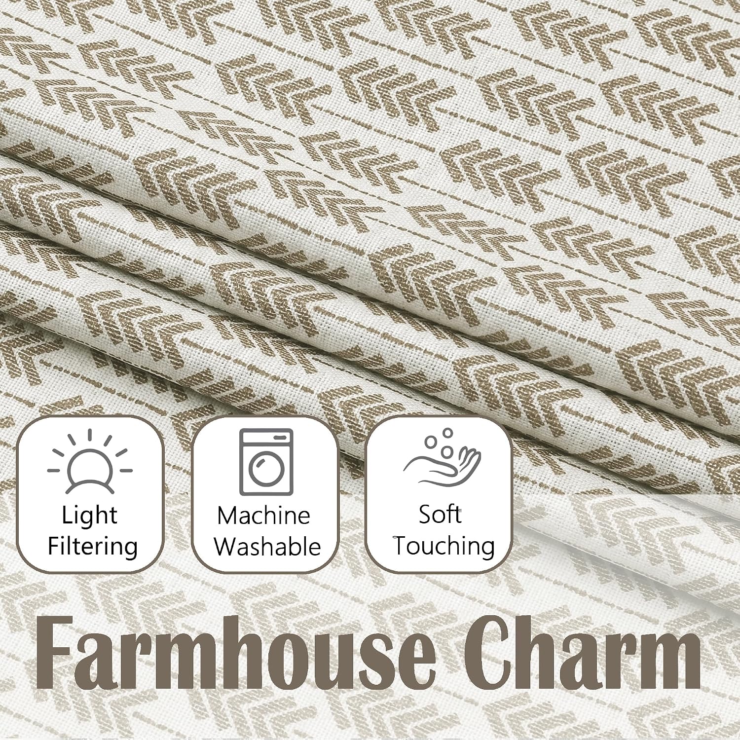 Valances for Windows - Light Filtering Faux Linen Small Valance Kitchen Curtains, Boho Rod Pocket Short Cafe Curtains for Bathroom Basement, 52Wx14L, 2PCS, Taupe