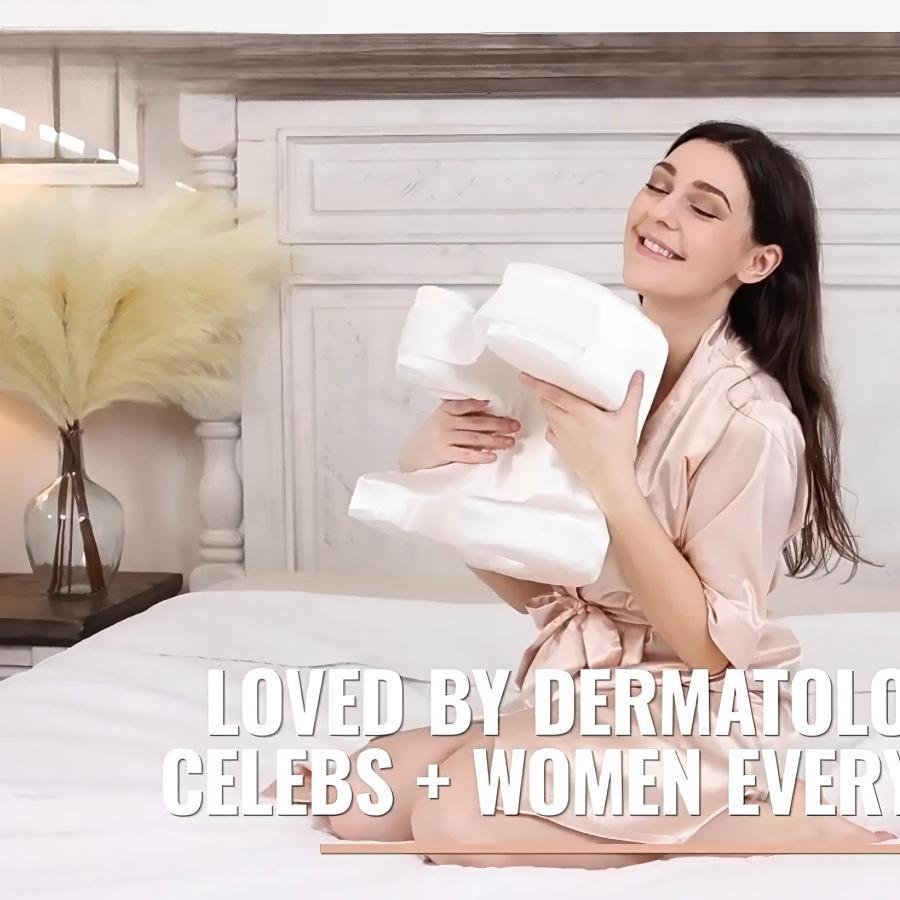 Perfect Facial Pillow Anti-Wrinkle, Youthful Beauty Pillow, Reduces Fine Lines, Silk-Like Cover, Back Sleep Position