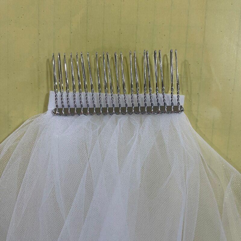 Cheap Short Wedding Veil With Comb Cut Edge 2 Layers Simple Mariage Accessories 2024