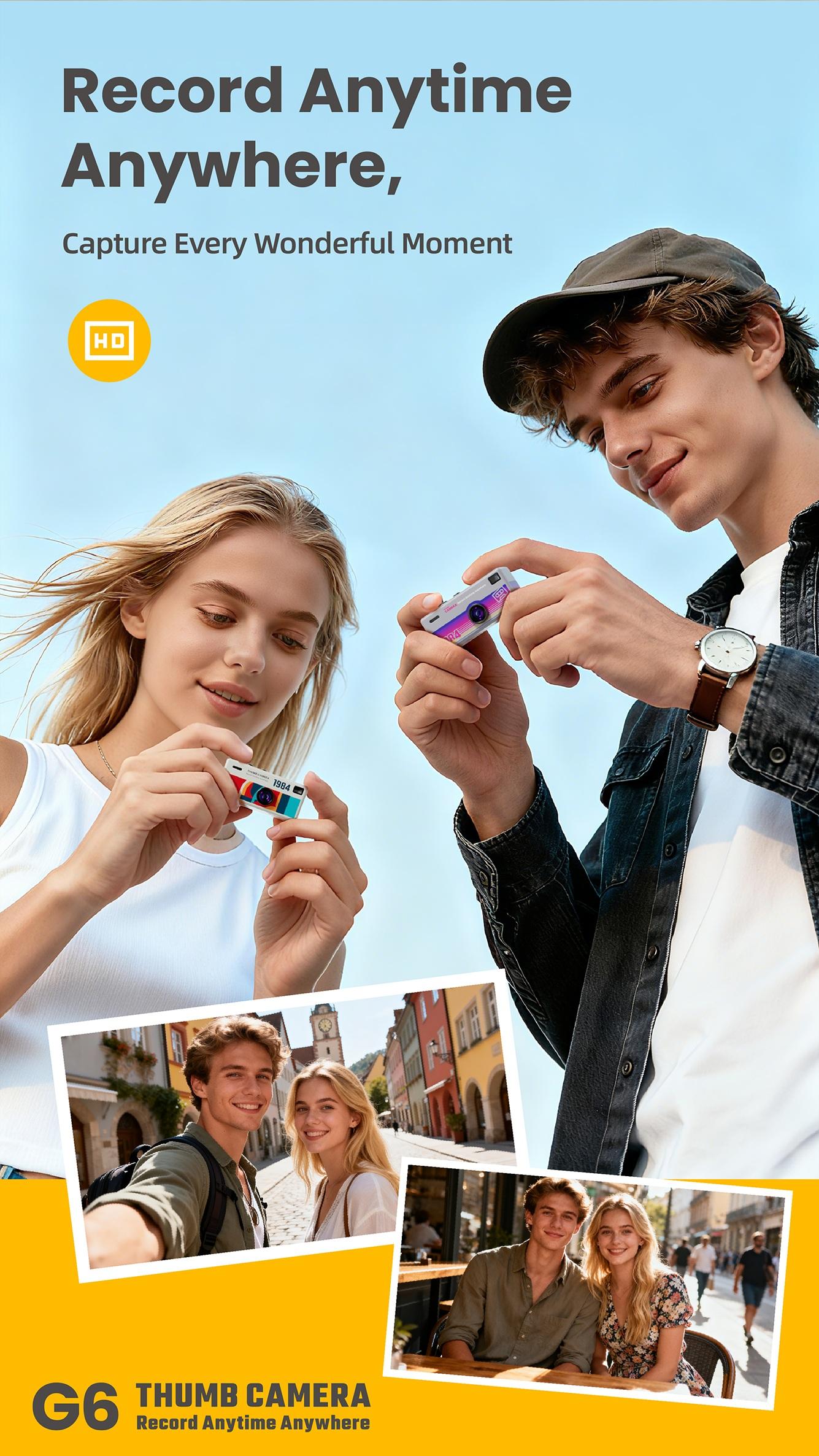 G6 Thumb Keychain Camera, 0.96 Inch Retro Mini Sports Camera, 1080P Ultra Small Camcorder, Audio Video Recorder, Supports Memory Card