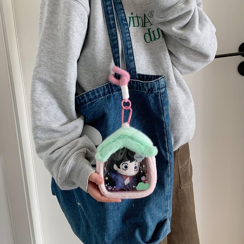Cartoon Plush Doll Bag, Student Toy House Storage Bag, Anime Figure Cotton Doll Display Hanging Bag, Pain Bag for Collectors