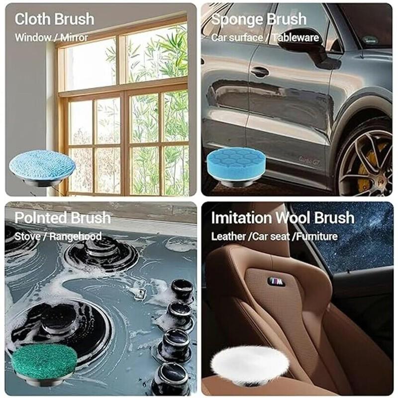 Multifunctional Electric Rotating Cleaning Brush, Wireless Bathtub and Tile Cleaner, LED Display Shower Brush, 2 Speeds, 7 Replaceable Heads