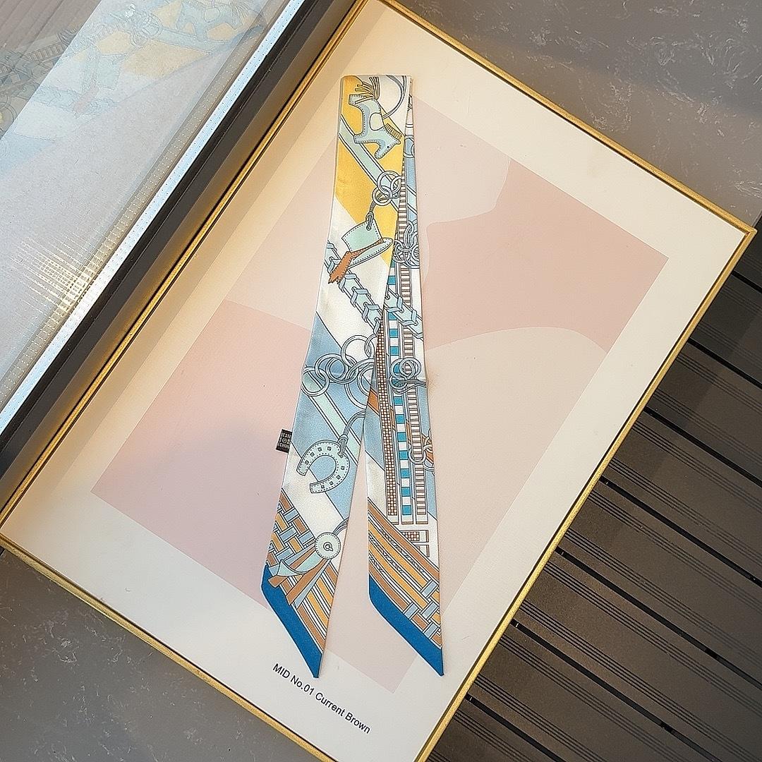 5-Piece Scarf Bag Set for Women, Narrow Scarf with Tie, Hair Accessory Neck Scarf, Fashion Gift Accessories, Ideal for Women