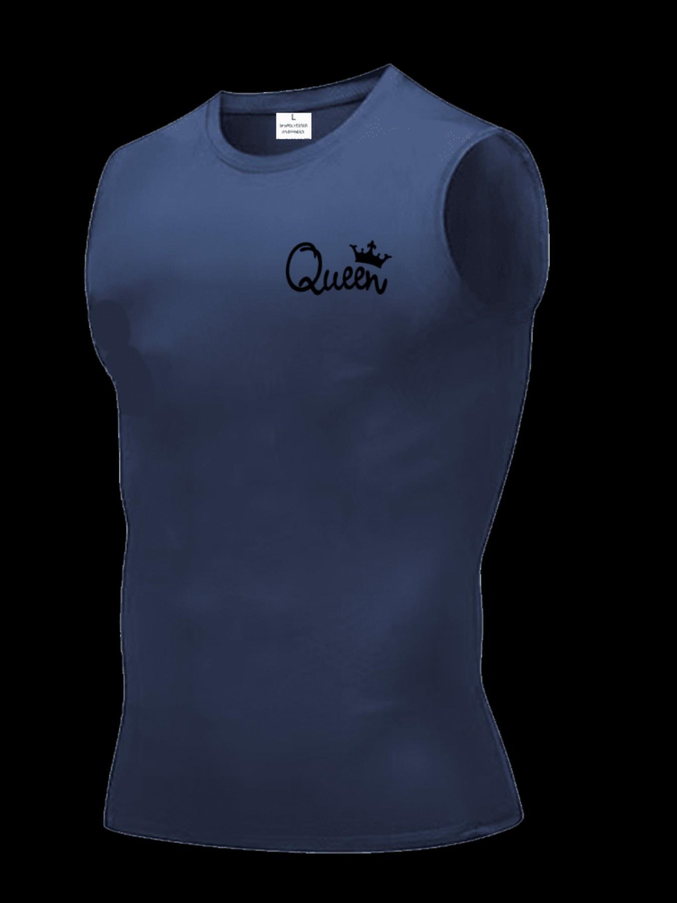 Men's Short Sleeve Sporty Tee, Quick-Dry Breathable Fabric, Queen Pattern Print, Ideal for Fitness, Running, Boxing, Outdoor Activities