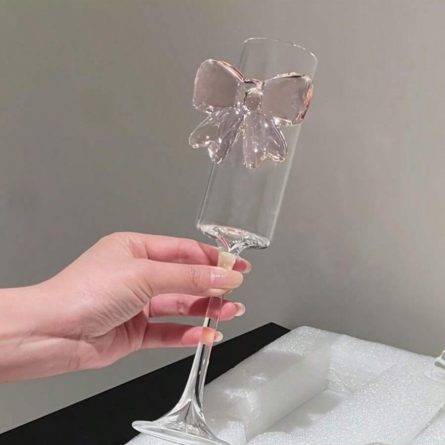 Elegant Large Bowknot Champagne Glass, Cute Butterfly Tall Cup, Ideal for Champagne, Wine, Sparkling Wine, Sweet Wine, Perfect Gift