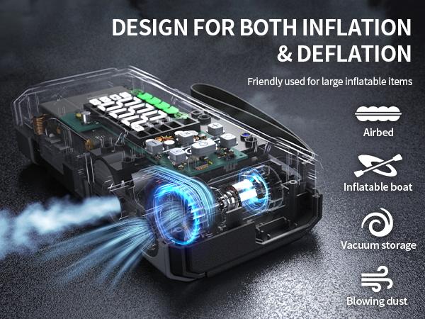 Portable Car Jump Starter 150PSI 32800mAh with Air Compressor, 12V Jump Box Car Battery Jumper, Large LCD Display, Lights Inflator Recharge